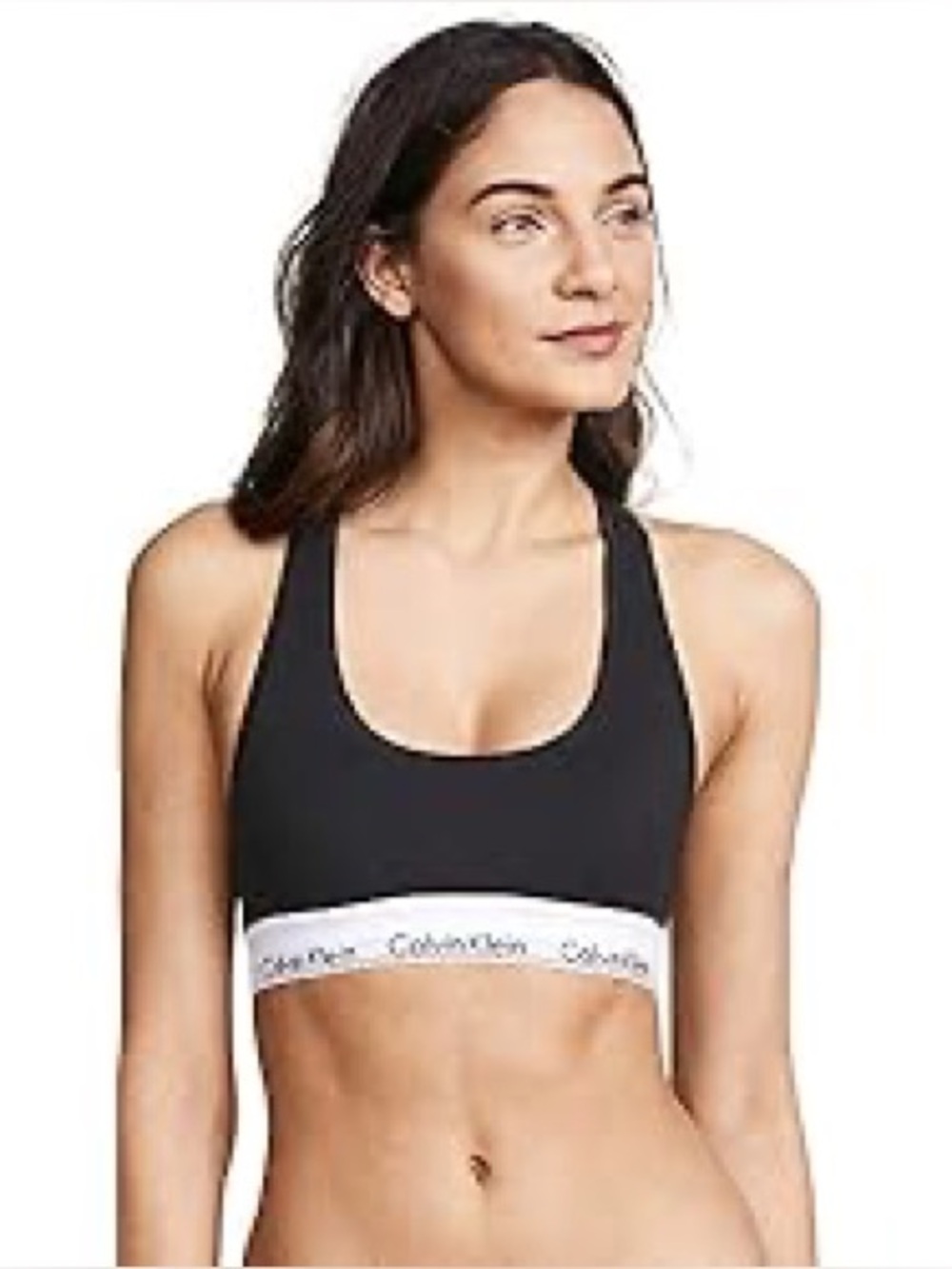 NWT Calvin Klein Black Unlined Racerback Bralette Logo Band Size Large - Picture 2 of 8